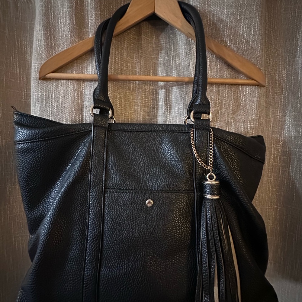 Black Leather Tote Bag